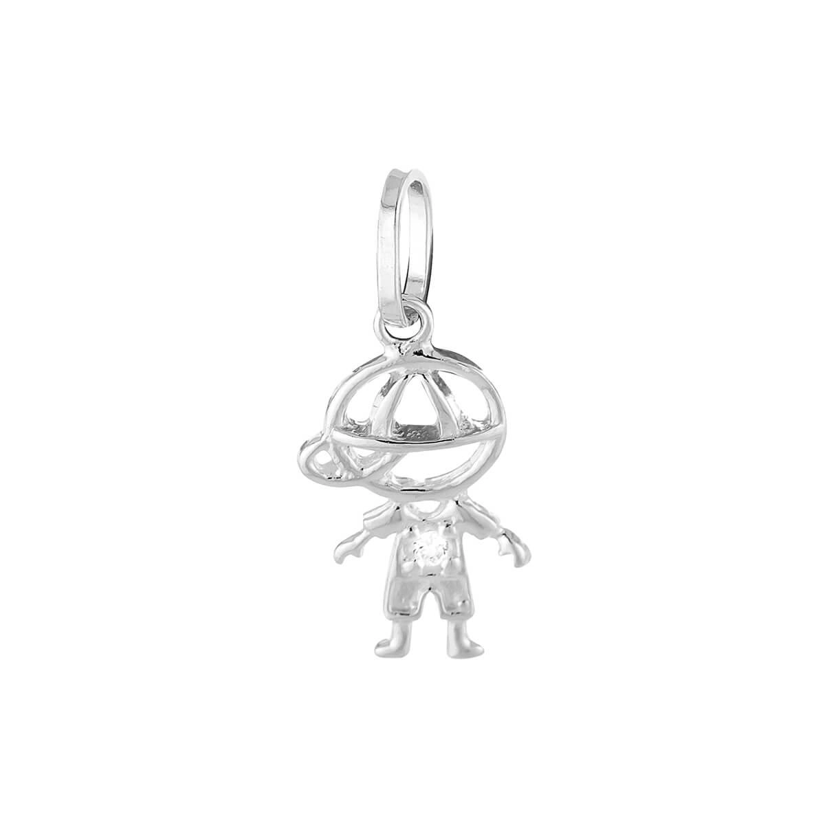 Pingente Prata Menino C/Zircônia 13mm Prata 925