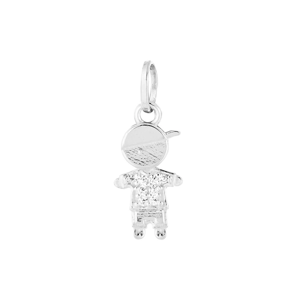 Pingente Prata Menino C/Zircônia 15mm Prata 925