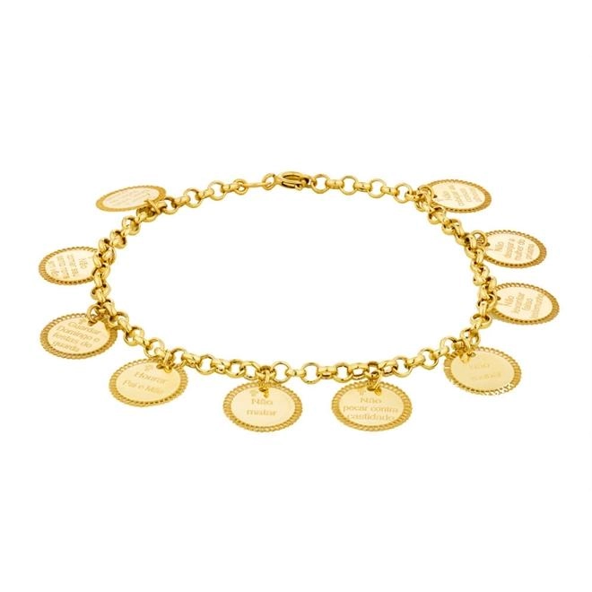 Pulseira Ouro 18k 10 Mandamentos 18cm 4.30 gramas