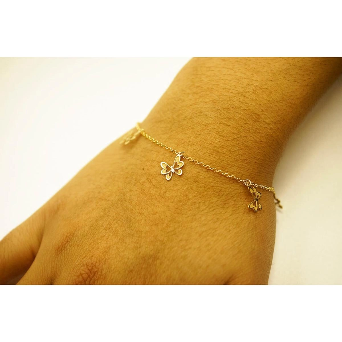 Pulseira Ouro 18k Borboletas 18cm 2.00 Gramas