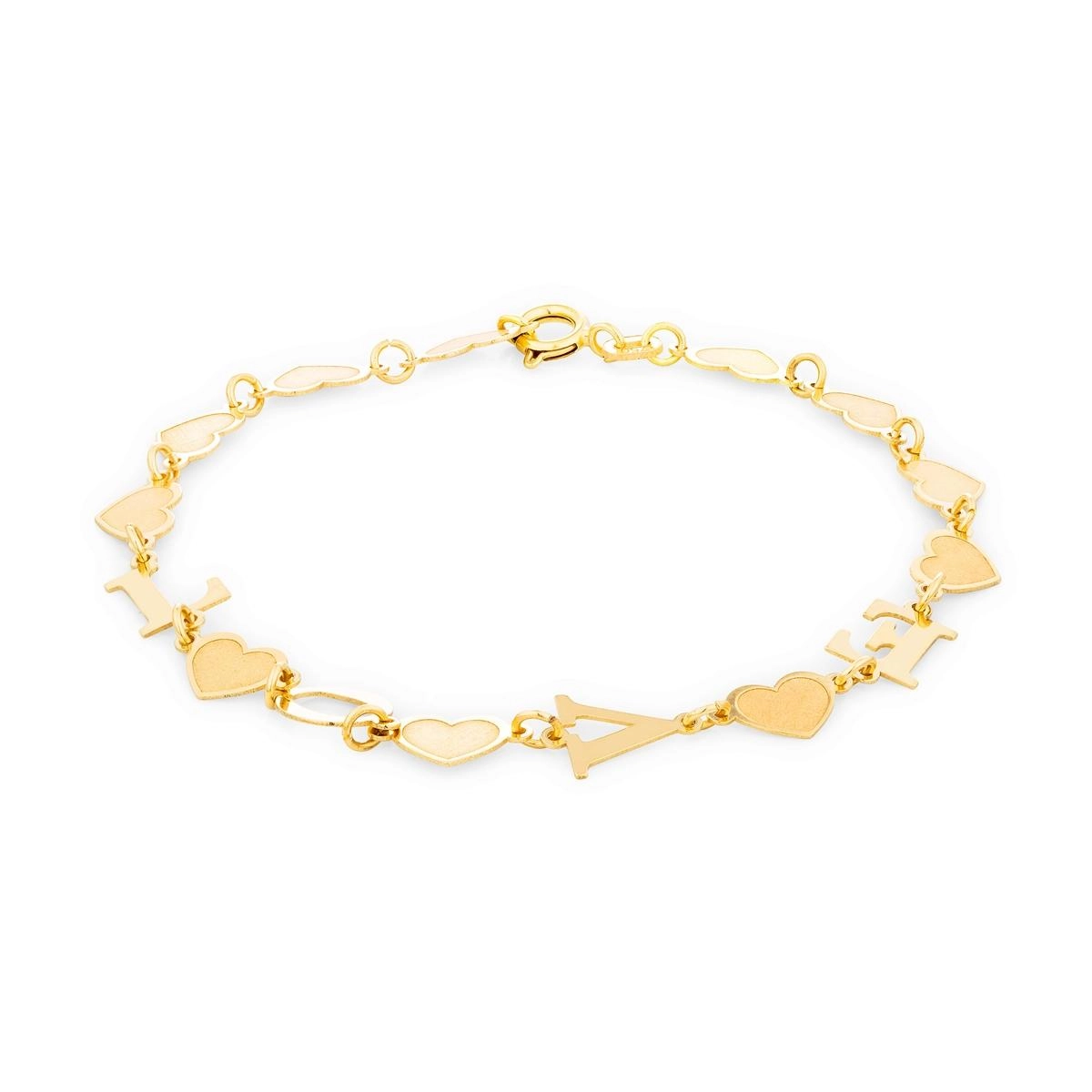 Pulseira Ouro 18k Corações Love 17cm 2.90 Gramas