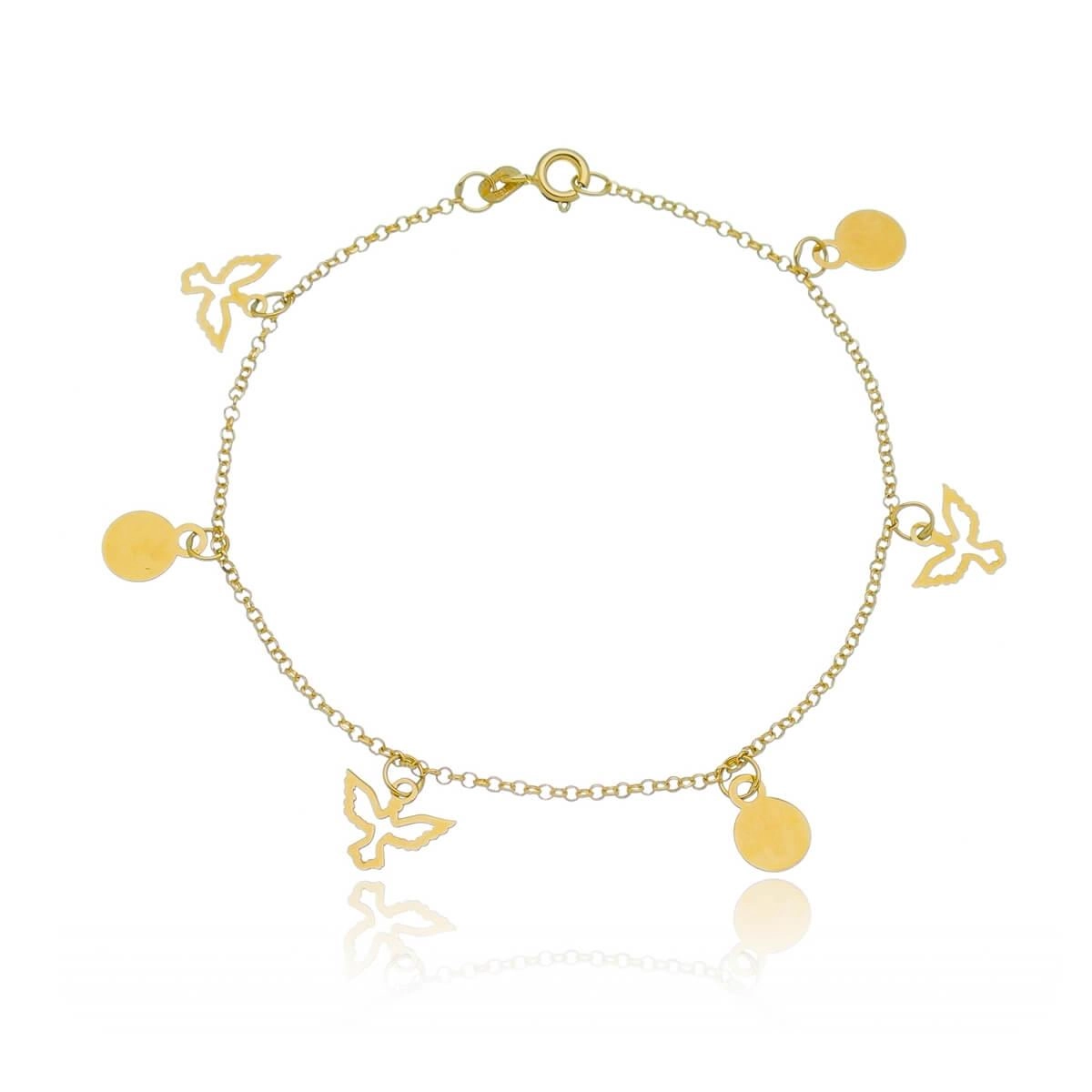 Pulseira Ouro 18k Divino Espirito Santo 17cm 