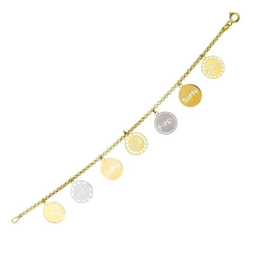 Pulseira Ouro 18k Feminina 7 Dons 3 Cores 18,50cm 5.20 Gramas