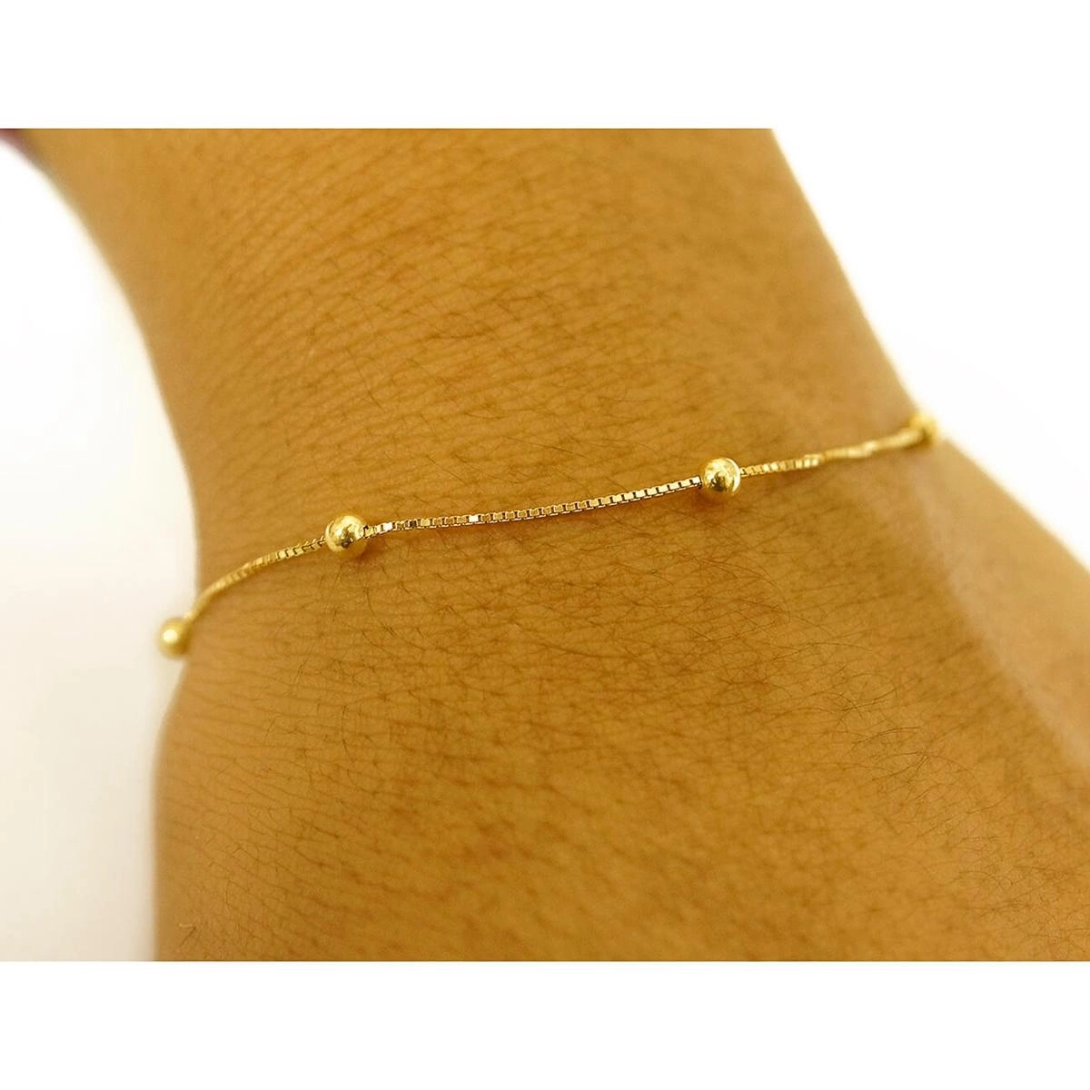 Pulseira Ouro 18k Feminina Veneziana Bola 17.50cm 1.05 Gramas