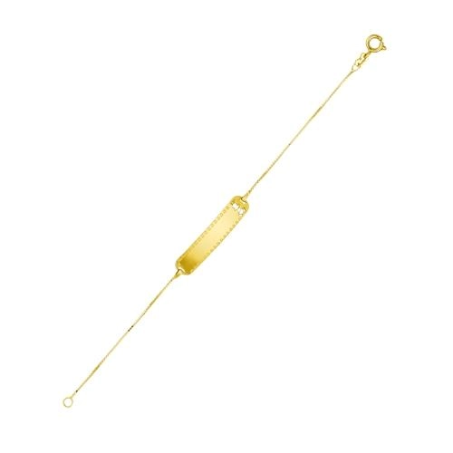 Pulseira Ouro 18k Infantil Chapa Menina 14cm 1.55 Gramas