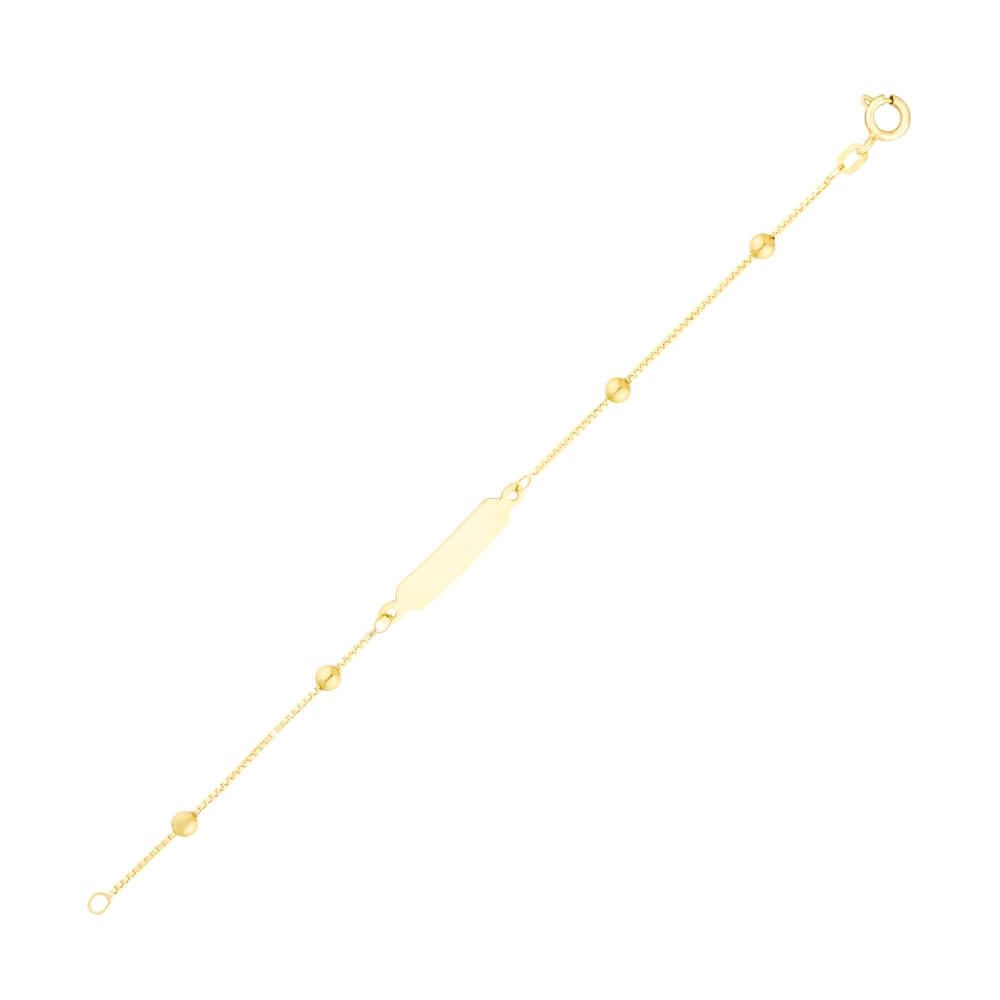 Pulseira Ouro 18k Infantil Veneziana Chapa C/Bola 13.50cm 1.65 Gramas