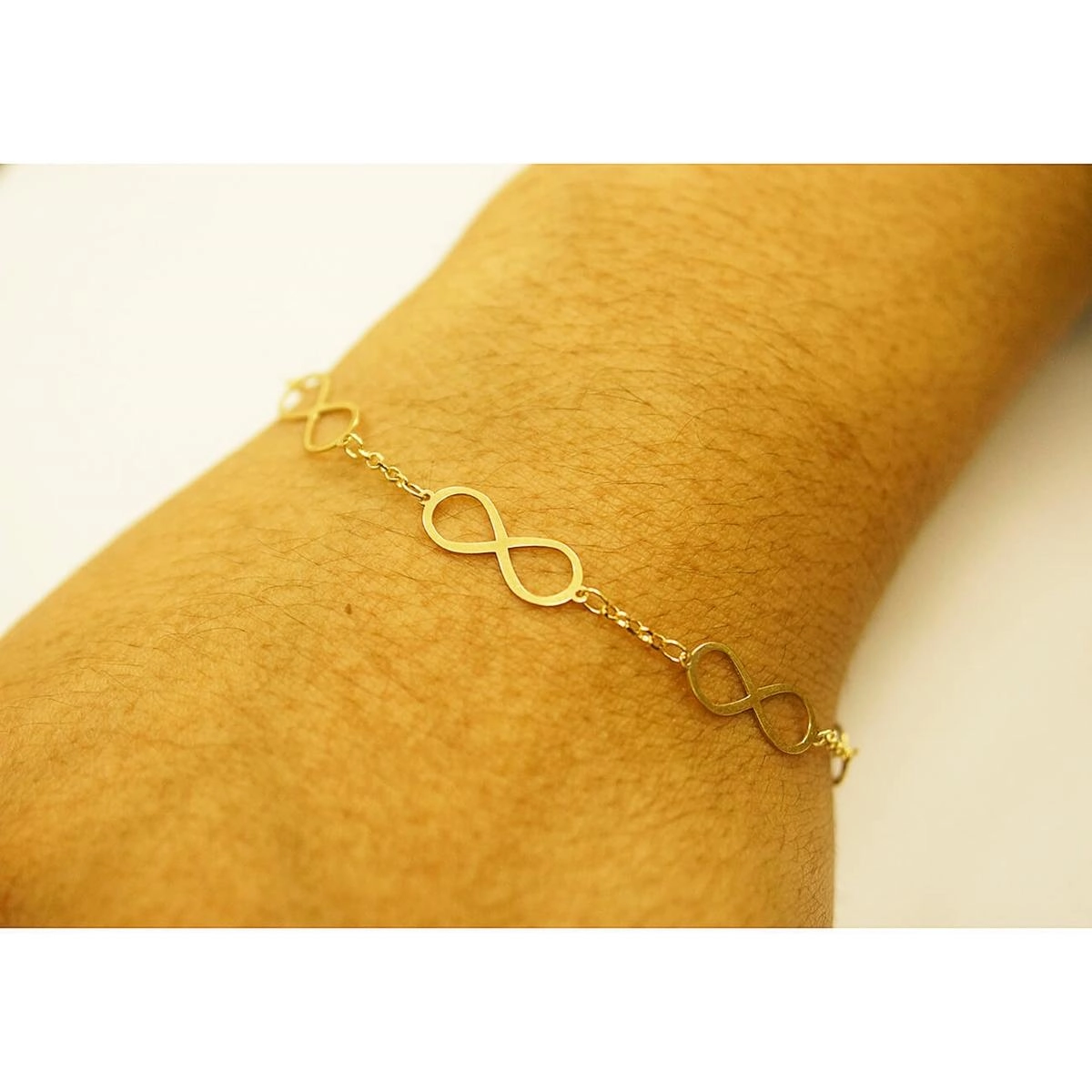 Pulseira Ouro 18k Infinito 18cm 1.60 Gramas