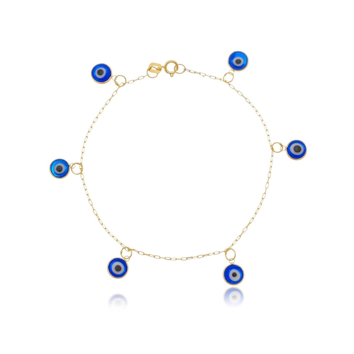 Pulseira Ouro 18k Olho Grego 17cm