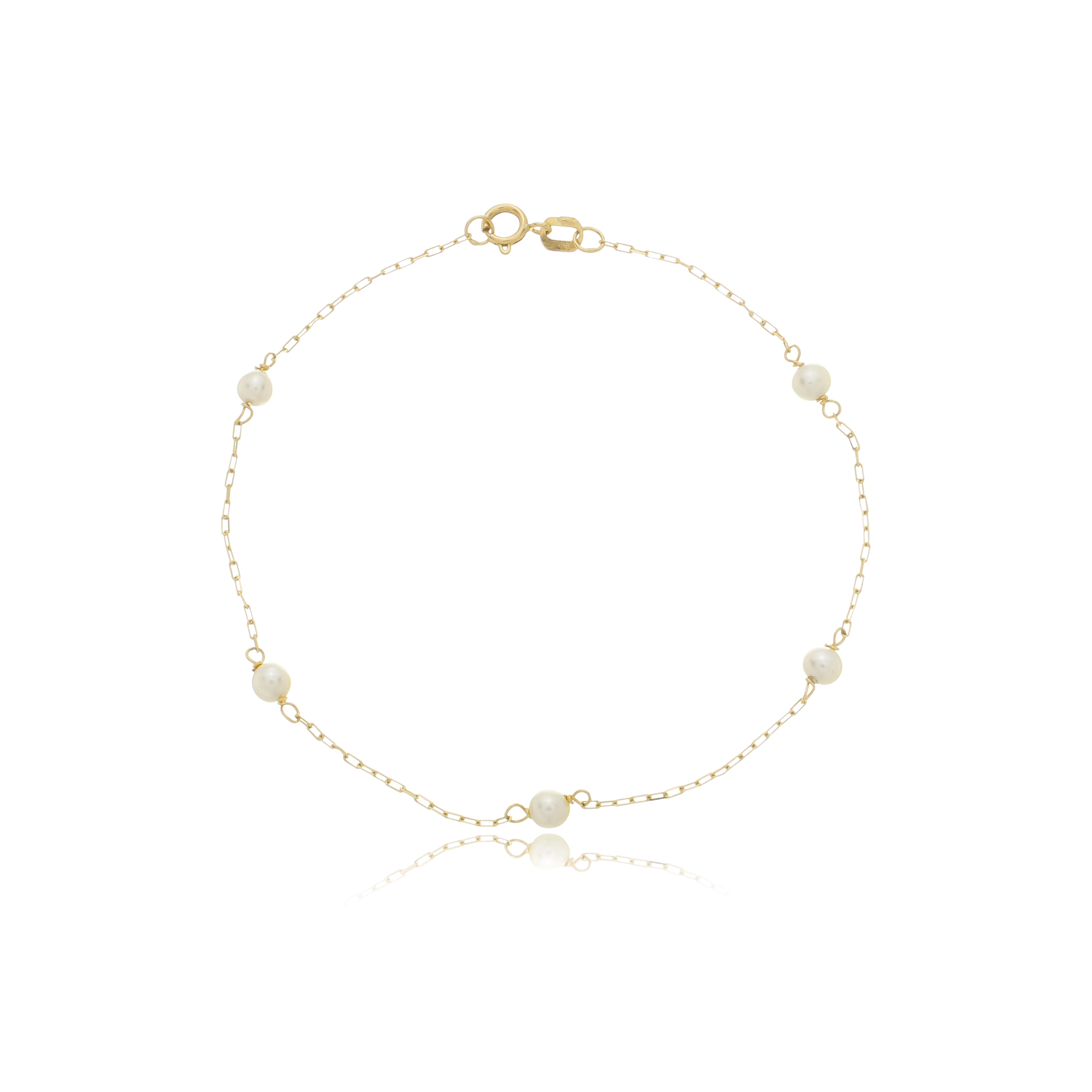 Pulseira Ouro 18k Pérolas 18cm