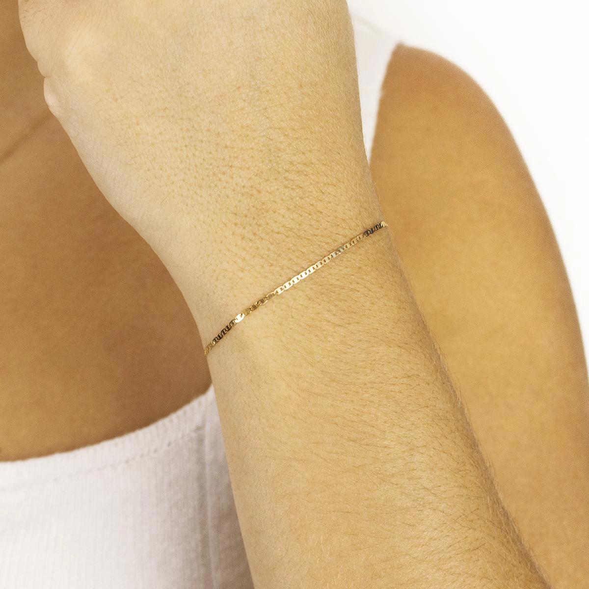 Pulseira Ouro 18k Piastrine 17cm 1.20mm