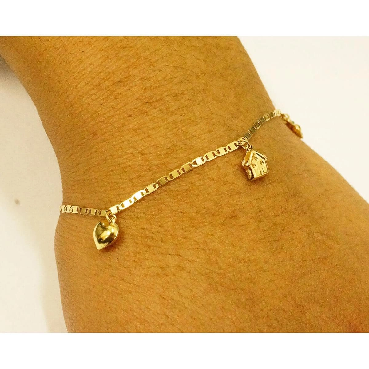 Pulseira Ouro 18k Piastrine Berloque 18cm 2.00 Gramas