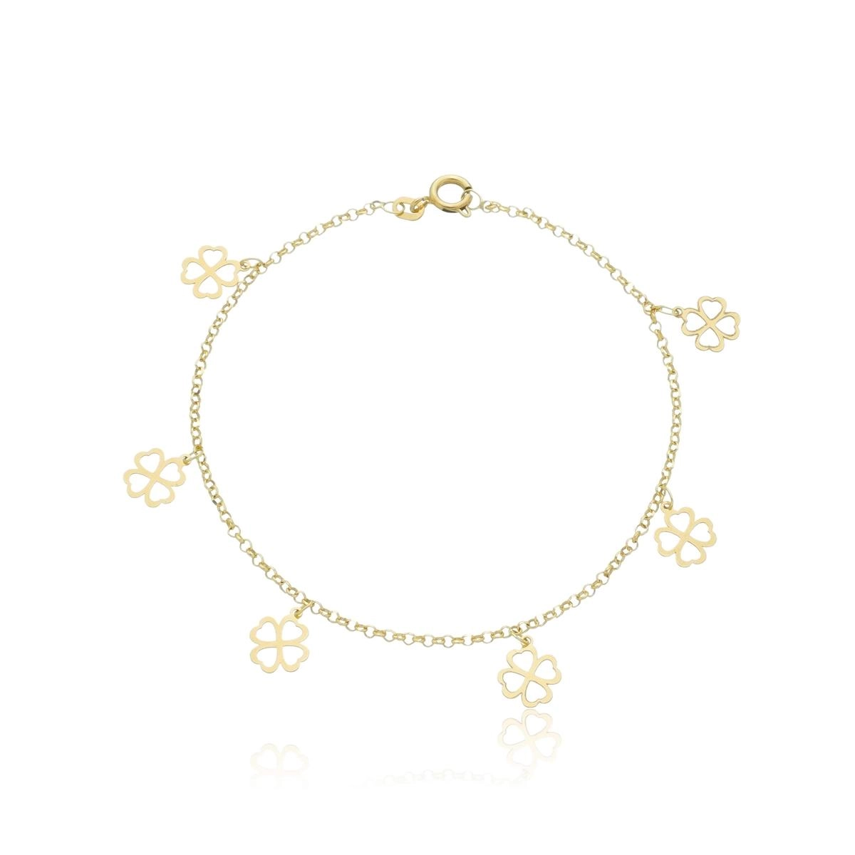 Pulseira Ouro 18k Trevo 18cm 1.75 gramas