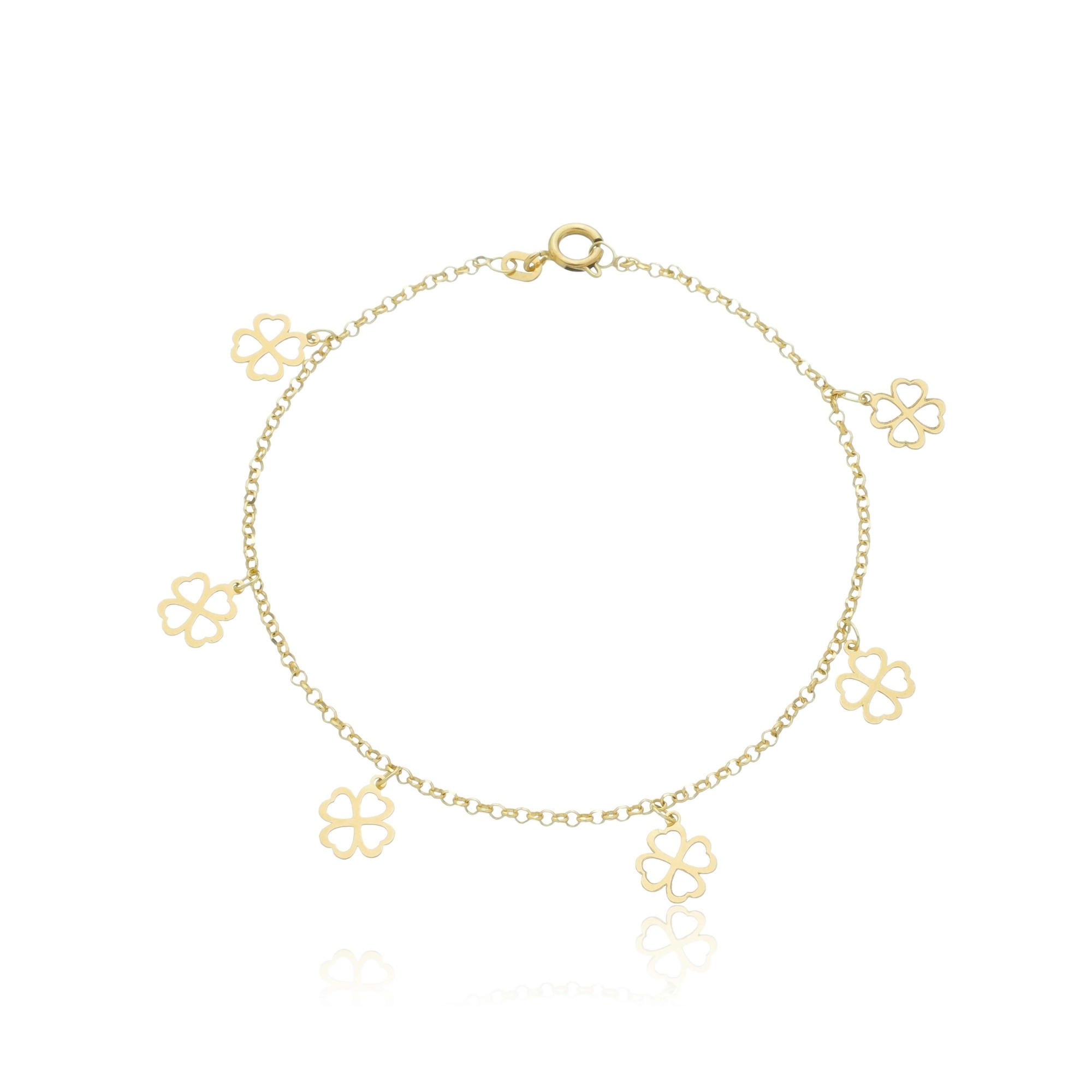 Pulseira Ouro 18k Trevo 18cm 1.75 gramas