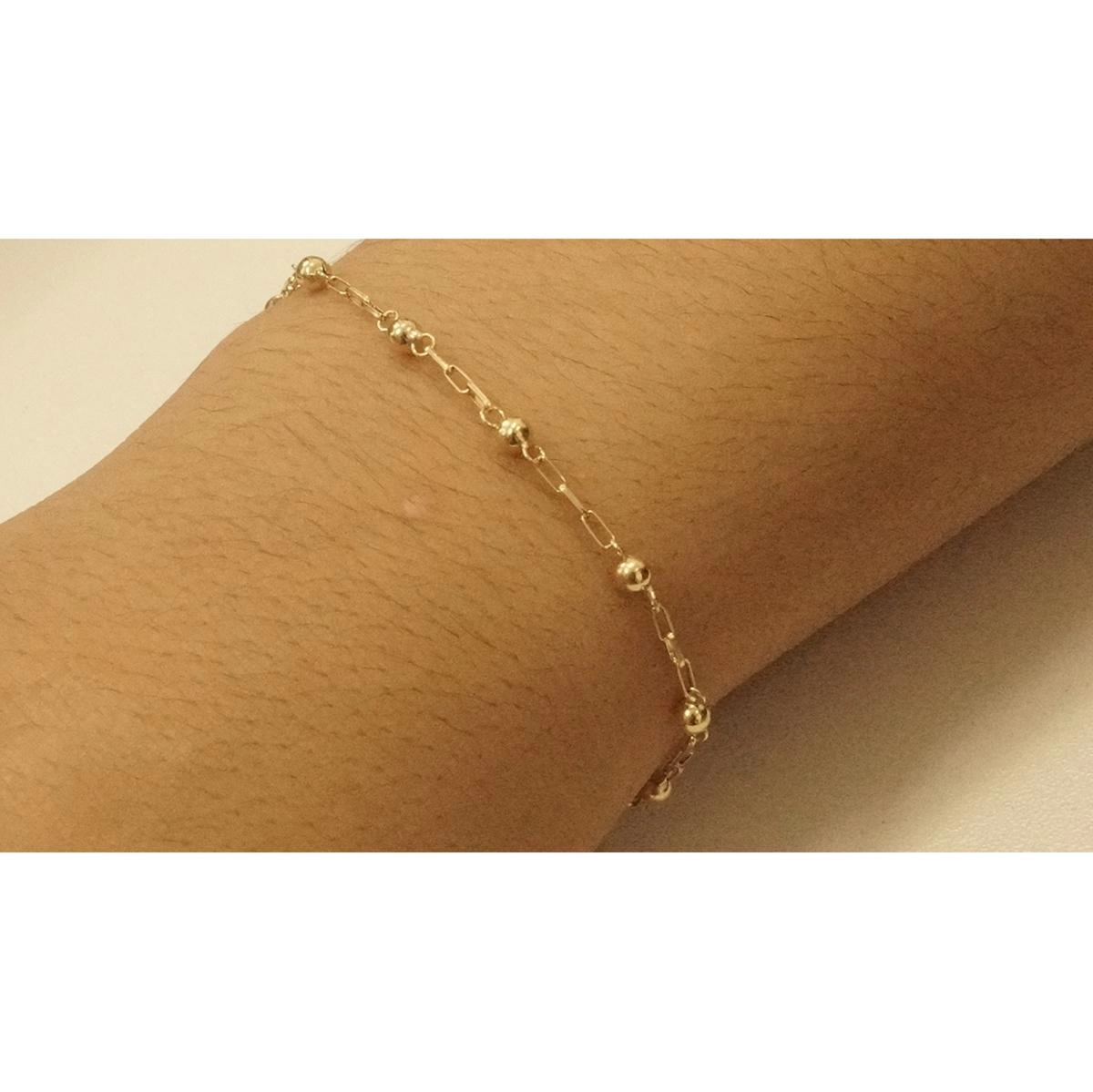 Pulseira Ouro 18k Veneziana Longa Com Bola 17.50cm 1.10 gramas