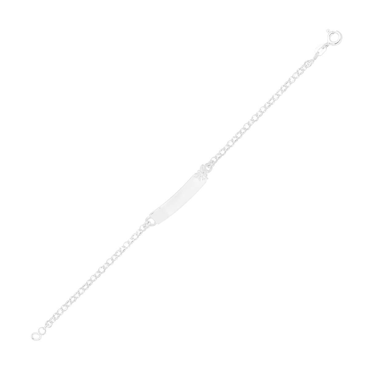 Pulseira Prata Placa Fada Infantil 14cm Prata 925